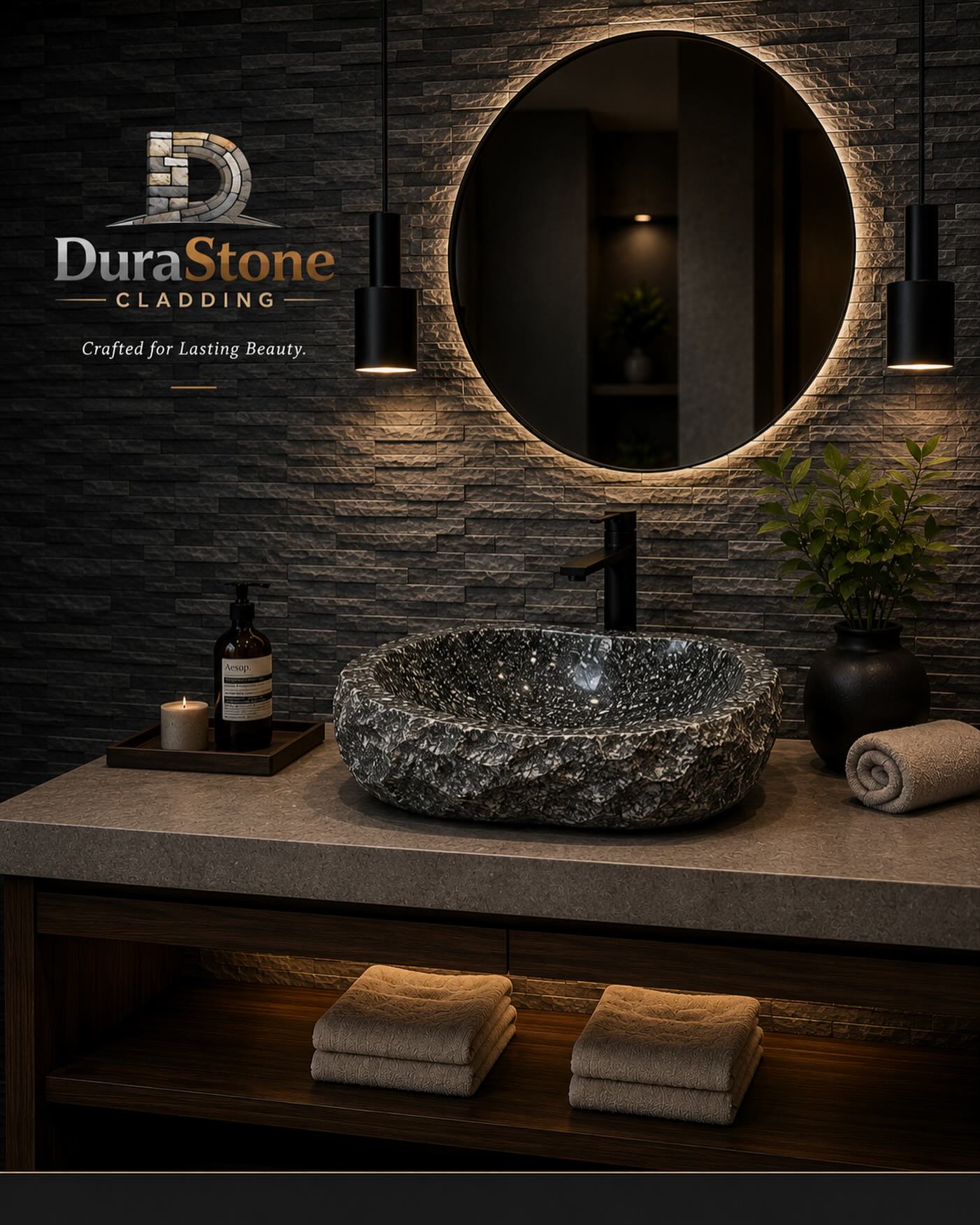 Luxury Handcrafted Basalt Stone Vessel Sink